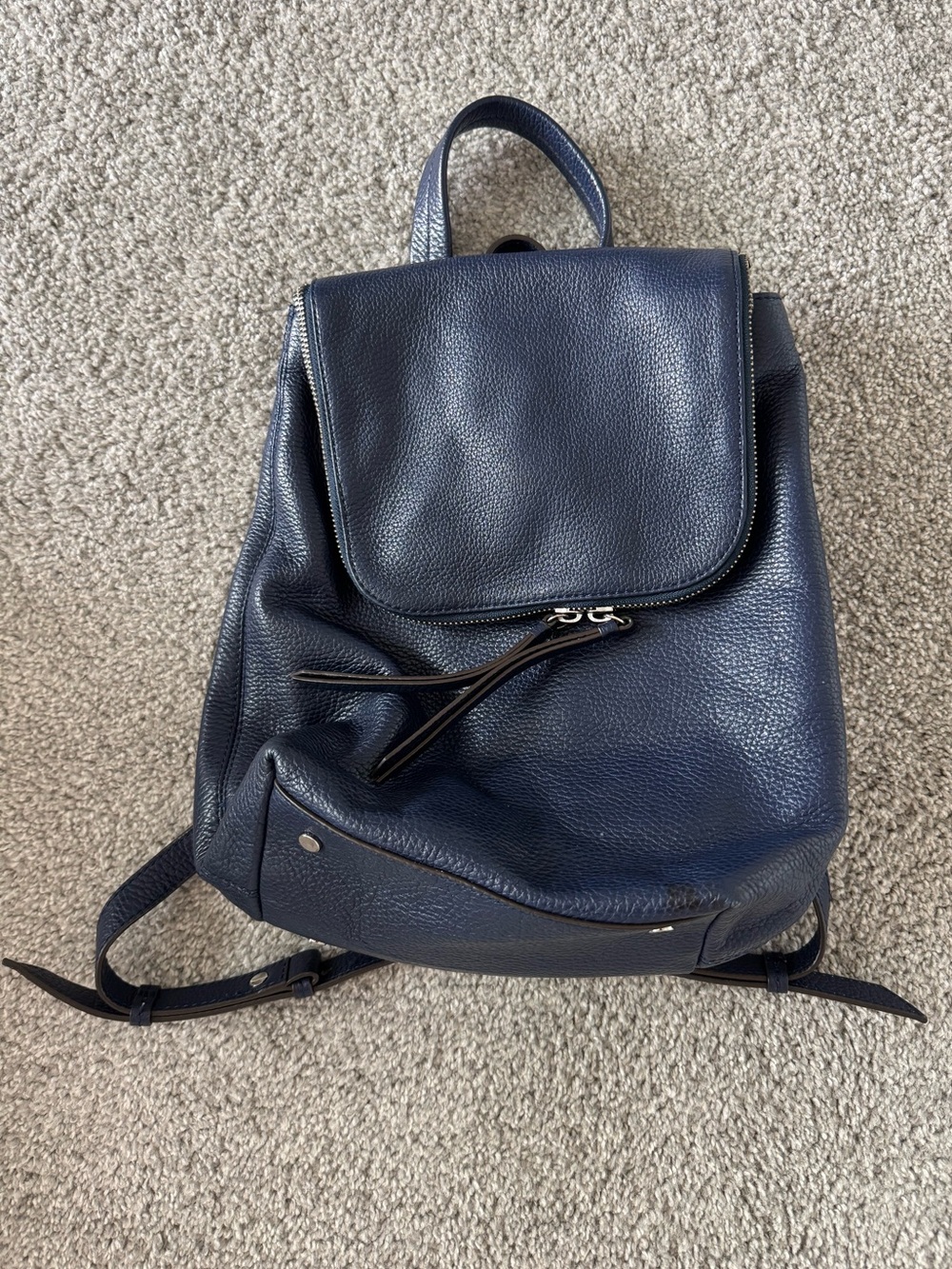 Banana Republic Navy Leather Backpack with Cream Lining